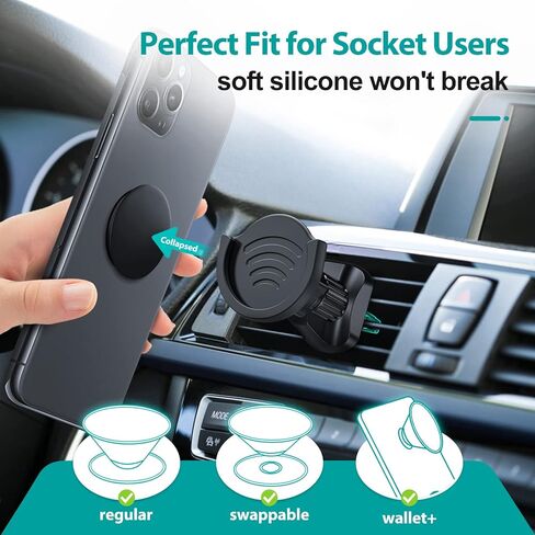 بوب تيك حامل هاتف بفتحة تهوية لمقابض المقبس، [مشبك مطور] حامل هاتف عالمي للسيارة لقبضة قابلة للتبديل والطي مع دوران 360 درجة قابل للتعديل متوافق مع ايفون وسامسونج جالكسي in Kuwait