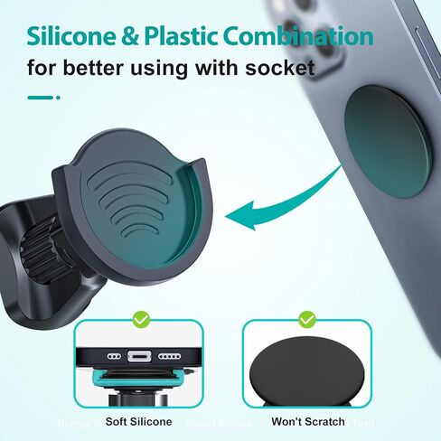 بوب تيك حامل هاتف بفتحة تهوية لمقابض المقبس، [مشبك مطور] حامل هاتف عالمي للسيارة لقبضة قابلة للتبديل والطي مع دوران 360 درجة قابل للتعديل متوافق مع ايفون وسامسونج جالكسي in Kuwait