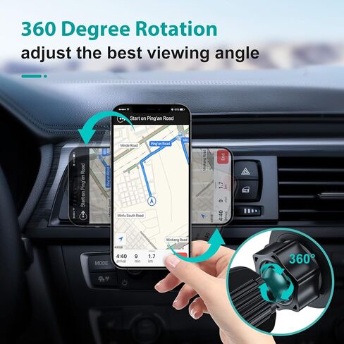 بوب تيك حامل هاتف بفتحة تهوية لمقابض المقبس، [مشبك مطور] حامل هاتف عالمي للسيارة لقبضة قابلة للتبديل والطي مع دوران 360 درجة قابل للتعديل متوافق مع ايفون وسامسونج جالكسي in Kuwait