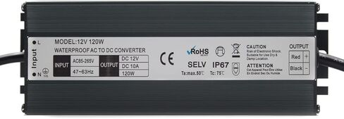 محول تيار متردد إلى تيار مستمر 120 وات 12 فولت 10 أمبير مع مقبس ولاعة سجائر السيارة IP67 المقاوم للماء، 85 ~ 265 فولت تيار متردد إلى تيار مستمر 12 فولت 10 أمبير محول إمداد الطاقة للنافخ، ثلاجة السيارة، مكنسة كهربائية للسيارة in Kuwait