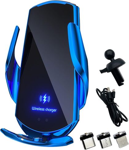 Wireless Car Charger Automotive Electric Induction 15W Wireless Charger Car Vent Mount Bracket Fast Charging Auto-Clamping Car Phone Holder Mount Air Vent Phone Holde (Red) in Saudi Arabia