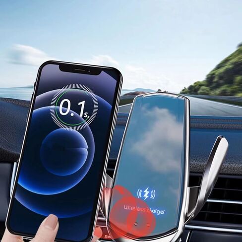 Wireless Car Charger Automotive Electric Induction 15W Wireless Charger Car Vent Mount Bracket Fast Charging Auto-Clamping Car Phone Holder Mount Air Vent Phone Holde (Red) in Saudi Arabia