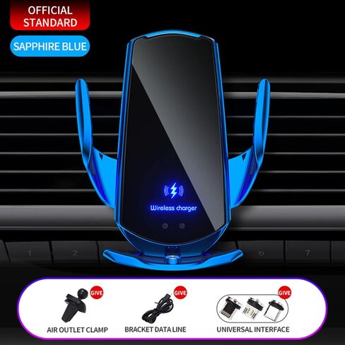 Wireless Car Charger Automotive Electric Induction 15W Wireless Charger Car Vent Mount Bracket Fast Charging Auto-Clamping Car Phone Holder Mount Air Vent Phone Holde (Red) in Saudi Arabia