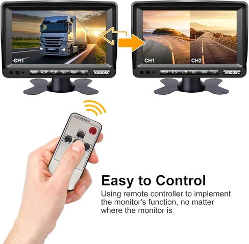 2022 Upgraded Wired 1080P Backup Camera 7" Monitor Built-in Recorder Cab Cam System, Ultra HD Rearview Screen& 4 Infrared IP69K Waterproof Cameras for Truck RV Tractor Camper Skid Steer, Xroose C41 in Kuwait