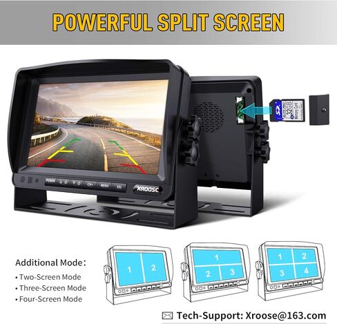 2022 Upgraded Wired 1080P Backup Camera 7" Monitor Built-in Recorder Cab Cam System, Ultra HD Rearview Screen& 4 Infrared IP69K Waterproof Cameras for Truck RV Tractor Camper Skid Steer, Xroose C41 in Kuwait