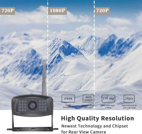 كاميرات الرؤية الخلفية اللاسلكية الرقمية HD 1080P 1 للمركبات الترفيهية والمقطورات والحافلات والمنازل المتنقلة والعجلات الخامسة والمعسكرات مع شاشة DVR مقاس 7 بوصات ونظام مراقبة عالي السرعة رؤية ليلية فائقة in Kuwait