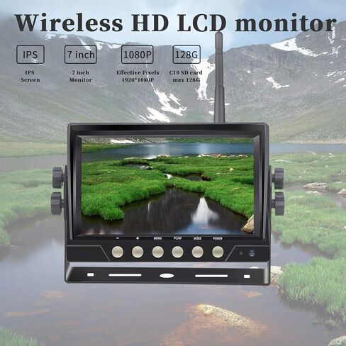 كاميرات الرؤية الخلفية اللاسلكية الرقمية HD 1080P 1 للمركبات الترفيهية والمقطورات والحافلات والمنازل المتنقلة والعجلات الخامسة والمعسكرات مع شاشة DVR مقاس 7 بوصات ونظام مراقبة عالي السرعة رؤية ليلية فائقة in Kuwait