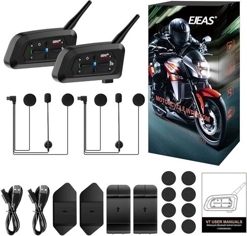 ايجيس سماعة راس بلوتوث للدراجات النارية من قطعتين في 7، نظام اتصال مطور لراكبي الدراجات النارية مع تقليل الضوضاء سي في سي واتصال هاتفين ذكيين (صوت ثلاثي الابعاد / مقاوم للماء / الرد التلقائي) in Kuwait