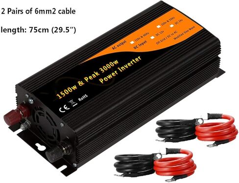 Y&J 1500w & 3000w Peak Car Power Inverter Adaptor DC12v to AC110v 60Hz with Dual 2.1A USB&USA Socket in Kuwait