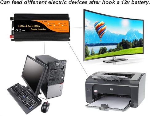 Y&J 1500w & 3000w Peak Car Power Inverter Adaptor DC12v to AC110v 60Hz with Dual 2.1A USB&USA Socket in Kuwait