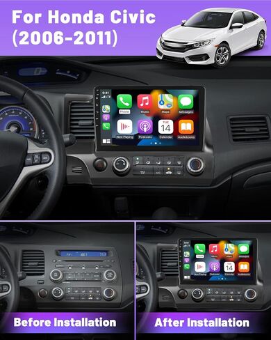 【2+32G】 ستيريو سيارة Android 11 لسيارة Honda Civic 2006-2011 راديو 10 بوصة تعمل باللمس راديو السيارة مع Apple Carplay اللاسلكي Android Auto Radio GPS BT FM HiFi USB Mic الكاميرا الخلفية in Saudi Arabia