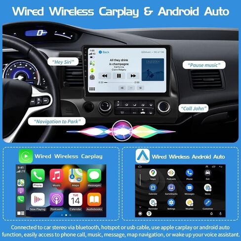 【2+32G】 ستيريو سيارة Android 11 لسيارة Honda Civic 2006-2011 راديو 10 بوصة تعمل باللمس راديو السيارة مع Apple Carplay اللاسلكي Android Auto Radio GPS BT FM HiFi USB Mic الكاميرا الخلفية in Saudi Arabia