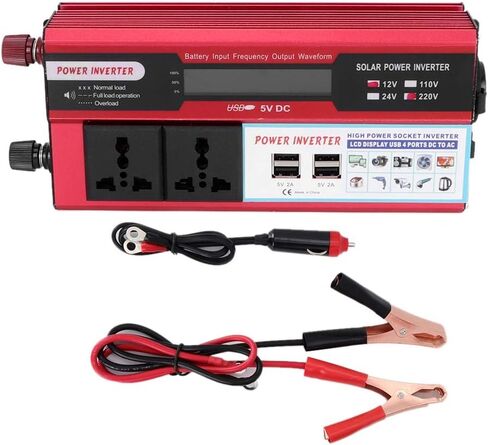 عاكس الطاقة، محول طاقة شمسية للسيارة 1500 واط، شاشة رقمية للهاتف، 4 USB in Saudi Arabia