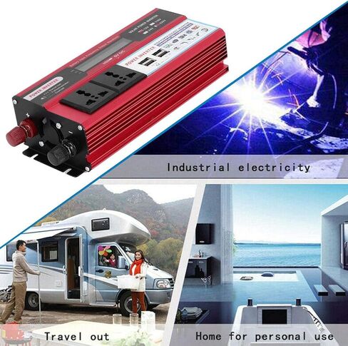 عاكس الطاقة، محول طاقة شمسية للسيارة 1500 واط، شاشة رقمية للهاتف، 4 USB in Saudi Arabia