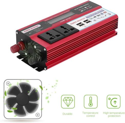 عاكس الطاقة، محول طاقة شمسية للسيارة 1500 واط، شاشة رقمية للهاتف، 4 USB in Saudi Arabia