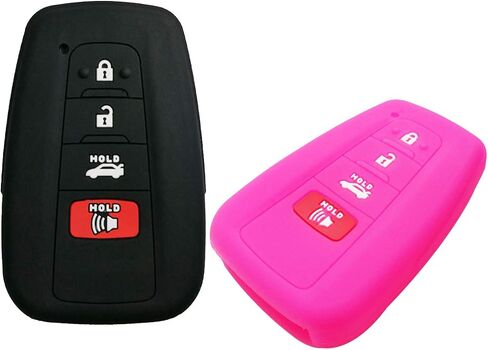 Coolbestda 2Pcs Rubber 4buttons Smart Key Fob Full Protector Remote Skin Cover Case Keyless Jacket for 2019 2020 2021 Toyota Highlander Camry Avalon C-HR Prius Corolla HYQ14FBC in Kuwait
