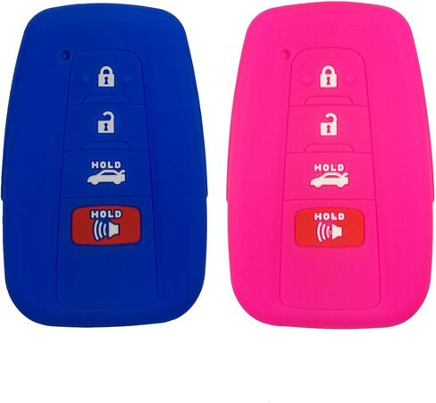 Coolbestda 2Pcs Rubber 4buttons Smart Key Fob Full Protector Remote Skin Cover Case Keyless Jacket for 2019 2020 2021 Toyota Highlander Camry Avalon C-HR Prius Corolla HYQ14FBC in Kuwait