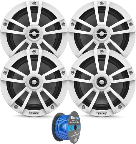 Enrock Marine 2 Pairs (Qty 4) of Infinity 6.5" 225 Watts Peak Power Water-Resistant Coaxial 2-Way Boat Outdoor Powersports Audio Speakers Bundle (Bulk Packaging) Grade Speaker Wire in Saudi Arabia