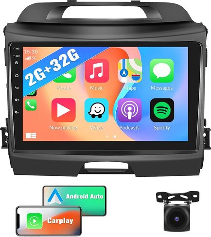 2+32G Android 11 Car Radio for Kia Sportage 2010-2016 with Carplay Android Auto, 9" HD Touchscreen Bluetooth with Navi RDS/FM BT WiFi+Rearview Camera in Saudi Arabia