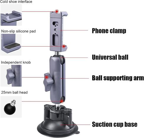 SUNWAYFOTO Universal Cellphone Auto Bracket  Cell Phone Holder Suction Cup Mount for Windshield Car Window SPH-01 in Saudi Arabia