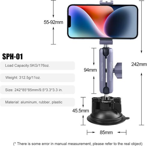 SUNWAYFOTO Universal Cellphone Auto Bracket  Cell Phone Holder Suction Cup Mount for Windshield Car Window SPH-01 in Saudi Arabia