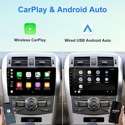 8-Core 4GB+64GB Double Din Android Car Stereo Radio Apple Carplay & Android Auto، 10 بوصة IPS شاشة تعمل باللمس راديو السيارة مع بلوتوث، وحدة ملاحة GPS في لوحة القيادة، شاشة مقسمة، USB مزدوج، كاميرا احتياطية in Kuwait