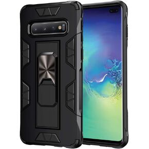 Samsung Galaxy S10 Case Military Grade Shockproof with Kickstand Stand Built-in Magnetic Car Mount Armor Heavy Duty Protective Case for Samsung Galaxy S10 Phone Case (Black)