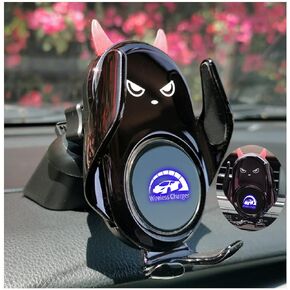 Wireless Car Charger Mount Auto Clamping 15W Fast Charging Cute Demon Design for iPhone 14/14Pro/13/ 13Pro/12/12Pro/SE/11/11Pro/XSMax/XS/XR/X,Samsung S22/21/20/ 10/9/8/Note20/10/9 …