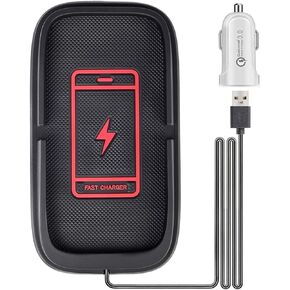 شاحن سيارة لاسلكي، JE Make IT Simple 10 واط قاعدة شحن للهاتف الخلوي حامل لوحة شحن لاسلكي غير قابل للانزلاق لهاتف iPhone 15/14/13/12 Pro Max، Samsung S23/22/S21/S10 (كابل 55 بوصة)، أسود in Kuwait