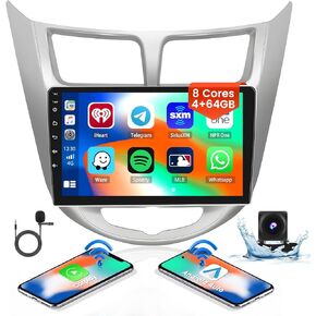 Inefala 8-Core 4+64G Android 13 راديو ترقية ستيريو للسيارة Hyundai Verna Accent Solaris 2010-2016، شاشة لمس عالية الدقة 9 بوصة مع CarPlay اللاسلكي وAndroid Auto، كاميرا احتياطية AHD، وصلة مرآة، GPS Navi