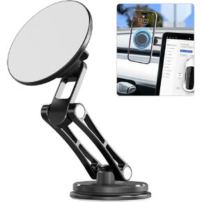 حامل موبايل مغناطيسي قوي من يولانزي، حامل سيارة ماج سيف لسيارة تيسلا موديل 3 موديل Y، حامل موبايل مخفي قابل للطي من الالومنيوم لايفون 14 13 12 برو ماكس بلس ميني وحافظة ماج سيف in Kuwait