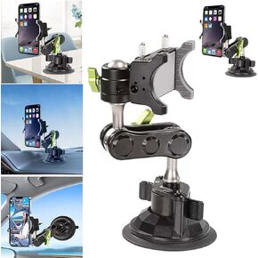 Universal Ball Head Arm for Phone, 360° Rotating Car Phone Holder Mount,Multifunctional Adjustable Ballhead Magic Arm Suction Cup Camera Phone Holder for Car Dashboard Windshield Vehicle Sunroof(Pink)