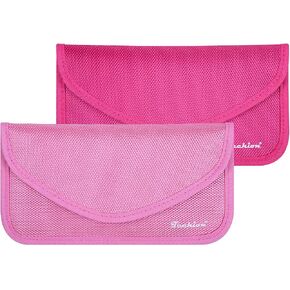 حقيبة حجب الإشارات، Techion 2 Pack RFID Faraday Bag Shield Pouch Box Case Wallet Case للهاتف الخليوي ومفتاح السيارة FOB، حماية الخصوصية، مكافحة القرصنة - الوردي والوردي الساخن in Kuwait