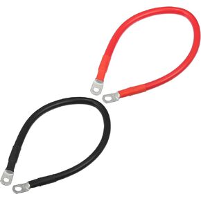 1 Pair Copper Battery Inverter Cables, 2 AWG Gauge 9" Battery Cable Universal for Car Vehicle RV Solar Application Durable Pure Copper Black Red with 3/8" 5/16" Ring in Kuwait