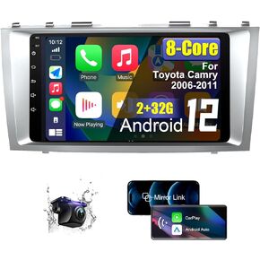 ستيريو راديو السيارة Android لسيارة Toyota Camry 2006 2007 2008 2009 2010 2011 مع CarPlay اللاسلكي/Android Auto، راديو السيارة بشاشة لمس عالية الدقة 8 كور مع كاميرا احتياطية AM/FM/RDS واي فاي in Kuwait