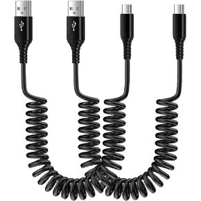 كابل USB A إلى USB C شحن سريع شاحن Android نوع C سلك ملفوف قابل للسحب تلقائيًا 3FT لهاتف Samsung Galaxy A54 A14 5G A23 A24 A34 S23 S22 S21 S20 A03S A12 A13 A53 A32 A42 Z Fold 5 Flip5، Pixel 8 7 6 in Kuwait