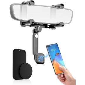 SXhyf Rear View Mirror Phone Holder, Magnetic Phone Holder 2023 Magnetic Phone Mount for Car Car Phone Holder, Universal Cell Phone Holder Car Fit for iPhone 11 12 13 14 Pro Max Samsung All Phone in Kuwait