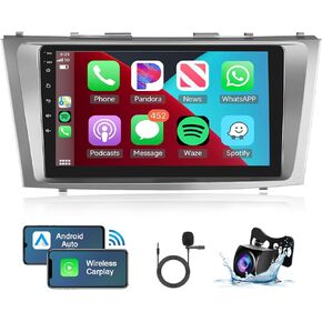 Android Car Radio for Toyota Camry 2006-2011 with Wireless Carplay/Android Auto, 9 Inch Touch Screen Car Stereo with GPS, WiFi, Bluetooth, SWC, USB, FM, HiFi Audio,HD Backup Camera