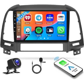 ستيريو سيارة UNITOPSCI Android 11 لسيارة Hyundai Santa Fe 2006-2012 لاسلكي Apple CarPlay Android Auto 9 بوصة HD شاشة لمس GPS ملاحة بلوتوث HiFi WiFi FM WiFi SWC 2G+32G + ميكروفون كاميرا Bakup in Kuwait