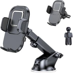 Poboko حامل الهاتف الخليوي العالمي للسيارة [حاملات الهاتف المطورة] حامل الهاتف للسيارة، حامل السيارة بدون استخدام اليدين، حامل هاتف السيارة للوحة القيادة / الزجاج الأمامي / فتحة تهوية تناسب هاتف iPhone Android الذكي in Kuwait