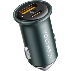 شاحن سيارة VOLTME، شاحن سيارة 30 وات PD 3.0 USB C، كتلة شحن سريع للطاقة بمنفذ مزدوج USB A & C، محول شاحن ولاعة السجائر لهاتف iPhone14/13، Samsung Galaxy S23/22، Pixel، Moto والمزيد