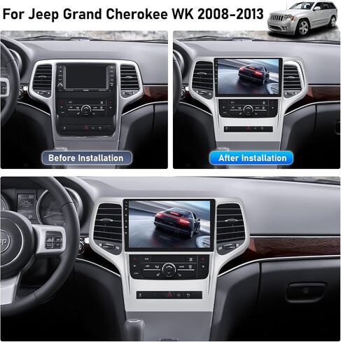 [2+64G] ستيريو سيارة Android 13 لسيارة Jeep Grand Cherokee WK 2008-2013 مع Apple Carplay اللاسلكي وAndroid Auto، راديو سيارة 9 بوصة مع بلوتوث FM/RDS WiFi GPS Navigation Dual USB HiFi+AHD كاميرا احتياطية in Kuwait