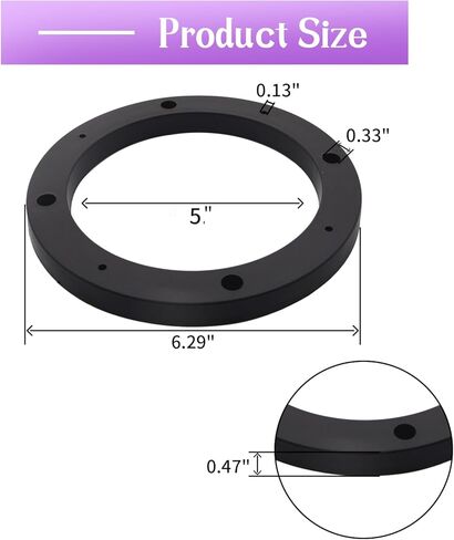 4" Dia Universal Black Plastic Speaker Spacer Adaptor Ring Mounting Bracket Fit ABS Car Stereo Speaker Spacers (2 Pcs) in Kuwait