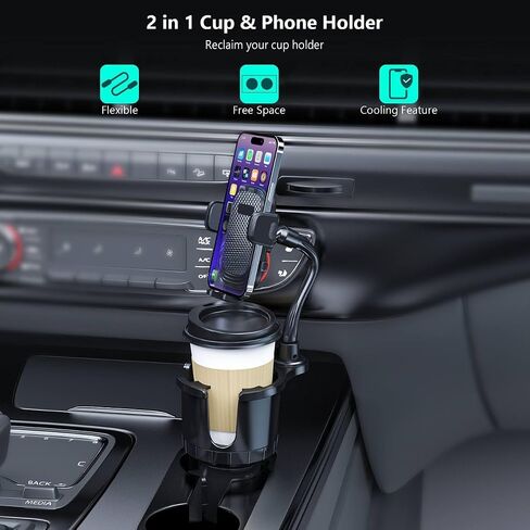 DRIIFY Cup Phone Holder for Car with COOLING FEATURE, Cup Holder Phone Holder, Cup Holder Phone Mount, Phone Cup Holder for Car, cup Phone Holder, Cell Phone Cup Holder, Cupholder Phone Holder for Car in Saudi Arabia
