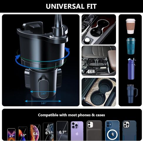 DRIIFY Cup Phone Holder for Car with COOLING FEATURE, Cup Holder Phone Holder, Cup Holder Phone Mount, Phone Cup Holder for Car, cup Phone Holder, Cell Phone Cup Holder, Cupholder Phone Holder for Car in Saudi Arabia