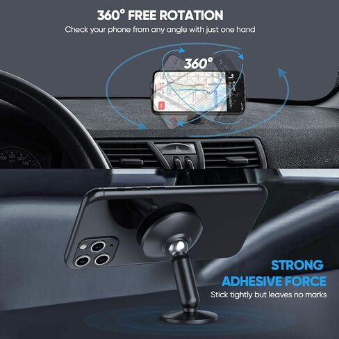 حامل هاتف سيارة ORIbox ، حامل هاتف مغناطيسي للسيارة ، حامل هاتف سيارة يدور 360 درجة، متوافق مع آيفون 12/11 Pro Max XS Max XR X 8 7 6S Plus SE 2020 12 Mini، سامسونج جالاكسي in Kuwait