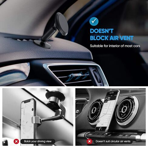 حامل هاتف سيارة ORIbox ، حامل هاتف مغناطيسي للسيارة ، حامل هاتف سيارة يدور 360 درجة، متوافق مع آيفون 12/11 Pro Max XS Max XR X 8 7 6S Plus SE 2020 12 Mini، سامسونج جالاكسي in Kuwait