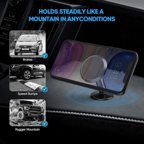 حامل هاتف سيارة ORIbox ، حامل هاتف مغناطيسي للسيارة ، حامل هاتف سيارة يدور 360 درجة، متوافق مع آيفون 12/11 Pro Max XS Max XR X 8 7 6S Plus SE 2020 12 Mini، سامسونج جالاكسي in Kuwait