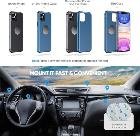 حامل هاتف سيارة ORIbox ، حامل هاتف مغناطيسي للسيارة ، حامل هاتف سيارة يدور 360 درجة، متوافق مع آيفون 12/11 Pro Max XS Max XR X 8 7 6S Plus SE 2020 12 Mini، سامسونج جالاكسي in Kuwait