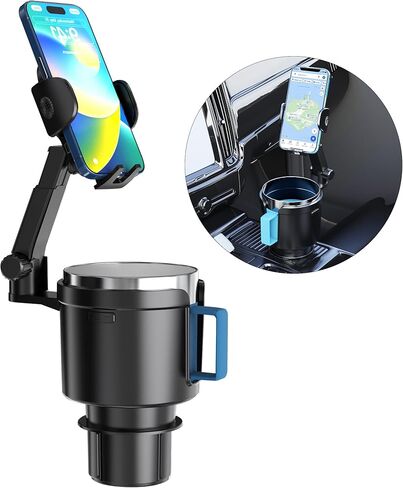 حامل أكواب مطور 2 في 1 من SEVEN SPARTA لحامل أكواب السيارة وقاعدة قابلة للتعديل مع حامل كوب قابل للدوران 360 درجة للسيارة متوافق مع iPhone Samsung Galaxy جميع الهواتف الذكية in Kuwait